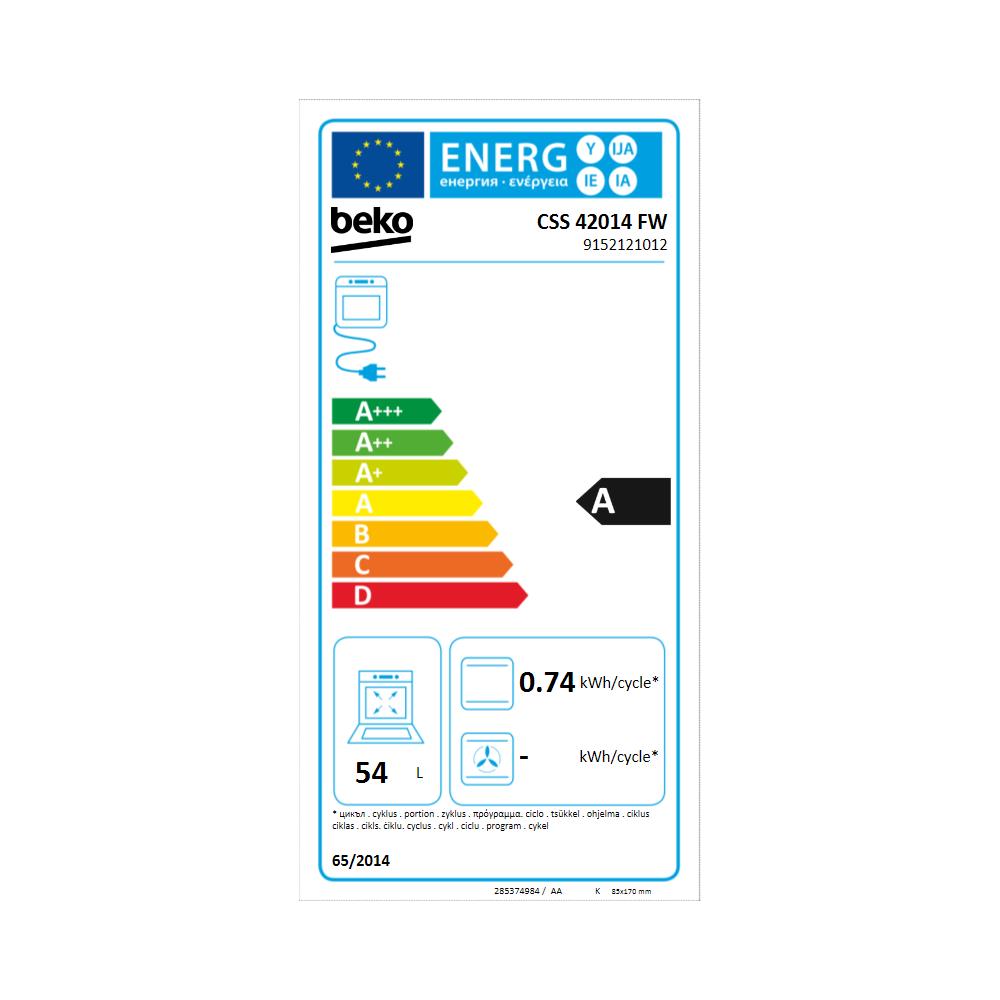 Cucina CSS42014FW, (LxDxA) 50x50x85, Bianca, Forno elettrico statico, piano cottura a gas 4 zone, Coperchio in metallo - Foto 2