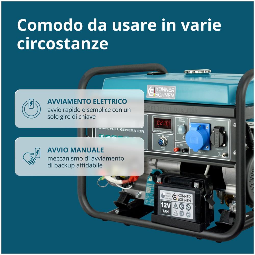 Generatore a GPL /Benzina KS 10000E G Tensione, V 230 Potenza massima, kW 8.0 - Foto 2