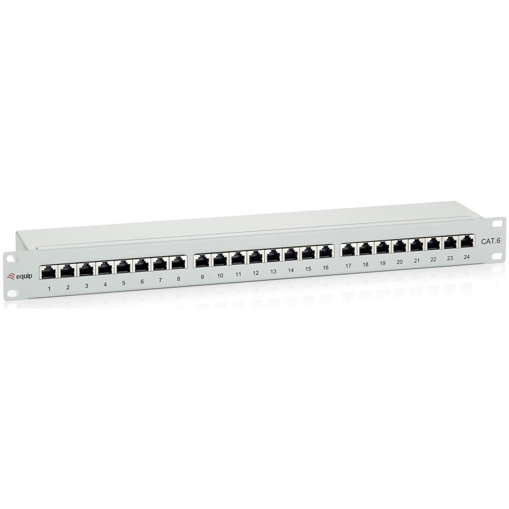 Patch Panel 19" Cat. 6- / Class E 24-Port, 1 U, light-grey, 24 x RJ45 - Foto 1