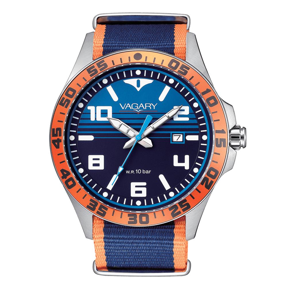 Vagary By Citizen Orologio Uomo Aqua39 - Quarzo, Cassa 37mm, Quadrante Nero, Bracciale Acciaio, 10 ATM