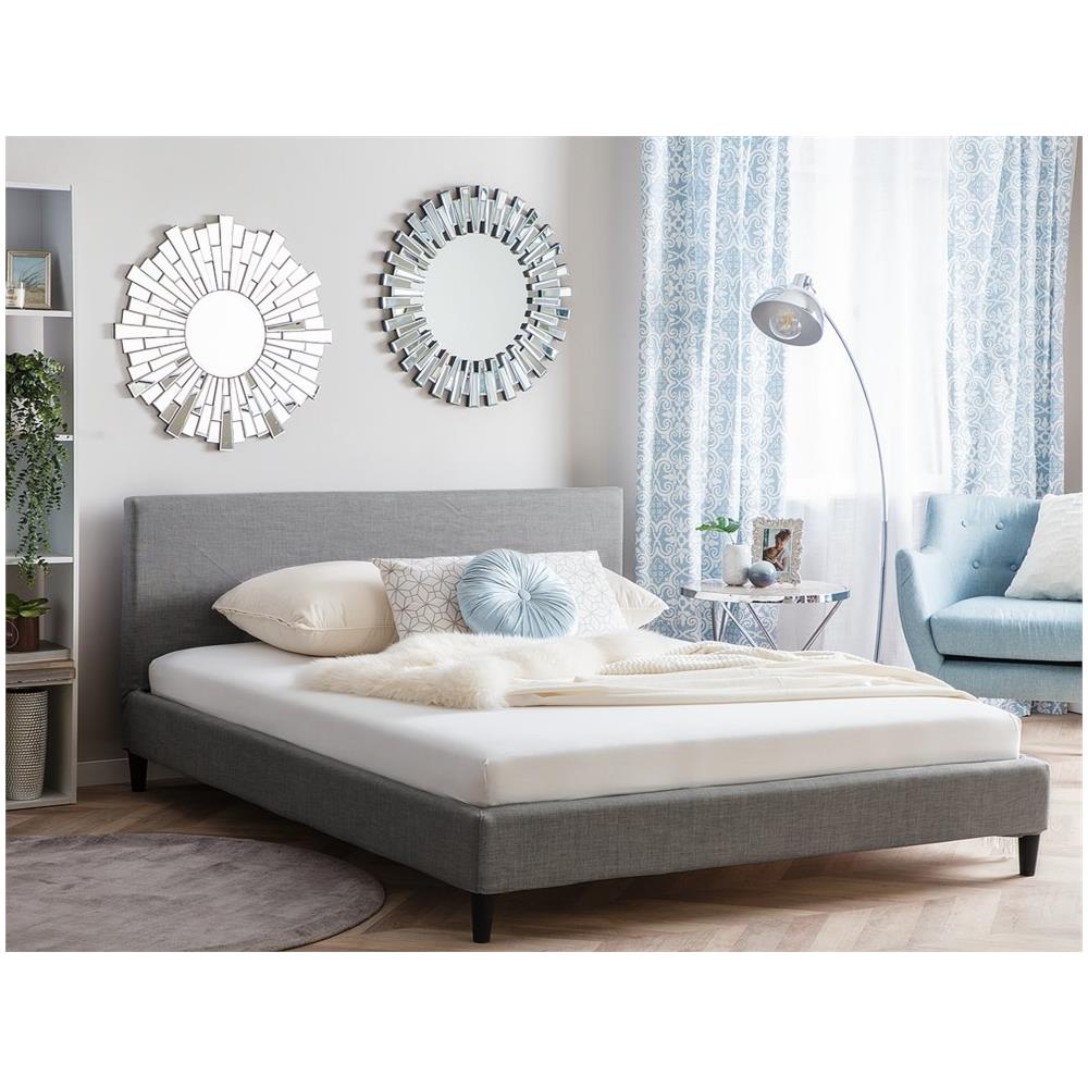 Letto Sfoderabile In Tessuto Grigio Chiaro 160 X 200 Cm Fitou - Foto 2