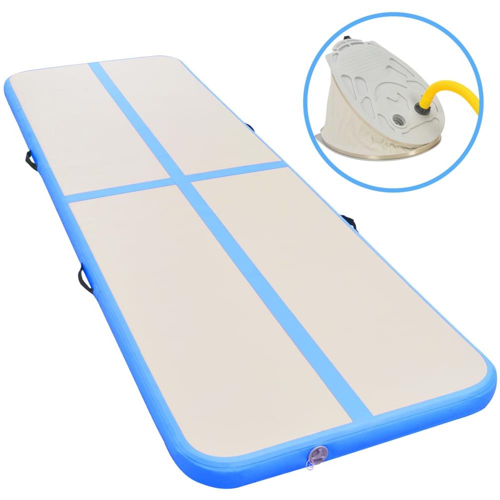 Tappetino Ginnastica Gonfiabile Con Pompa 400x100x10cm Pvc Blu - Foto 1