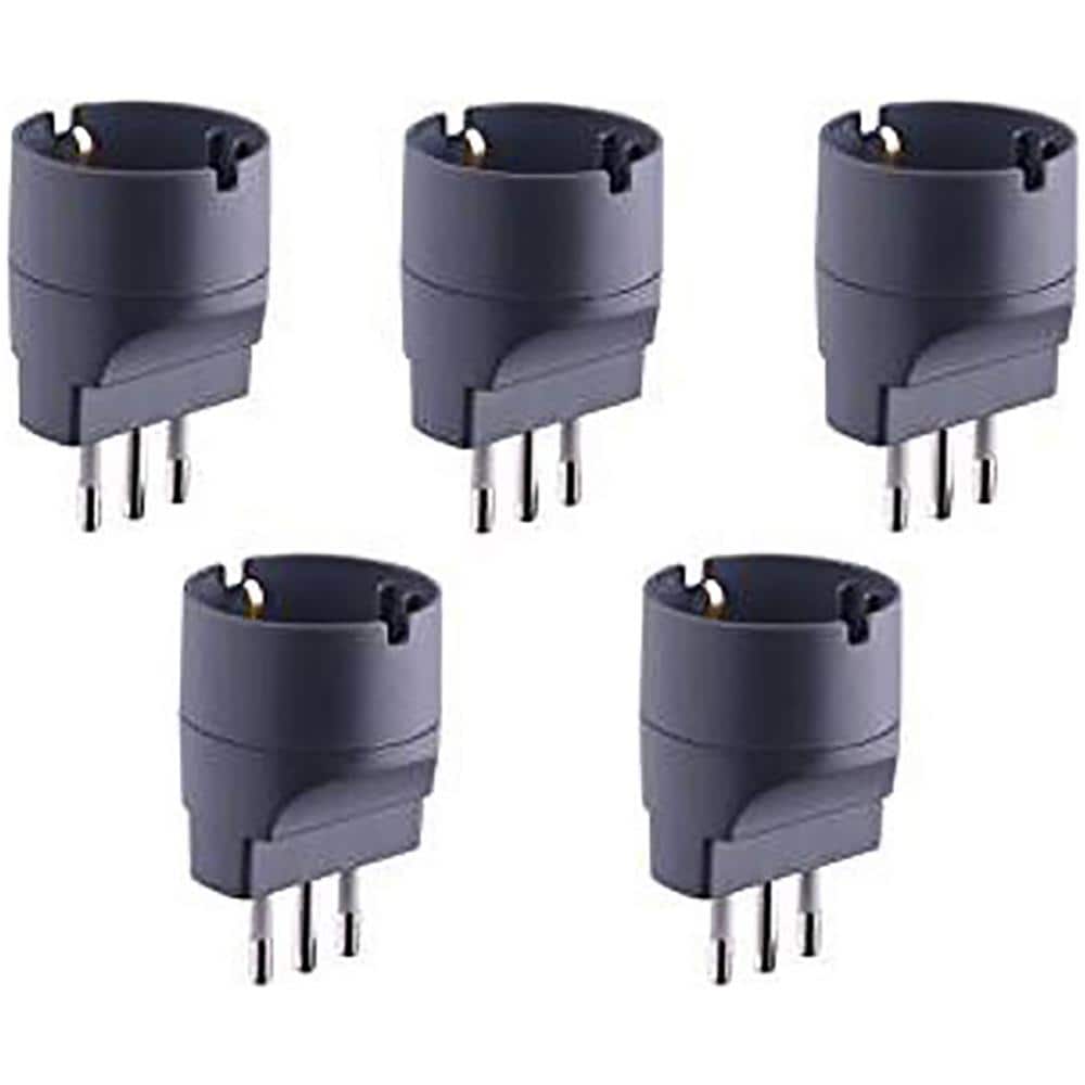 92294 Set 5 Adattatori Da Schuko A Spina Piccola 10a, Nero, Confezione Da 5 - Foto 1