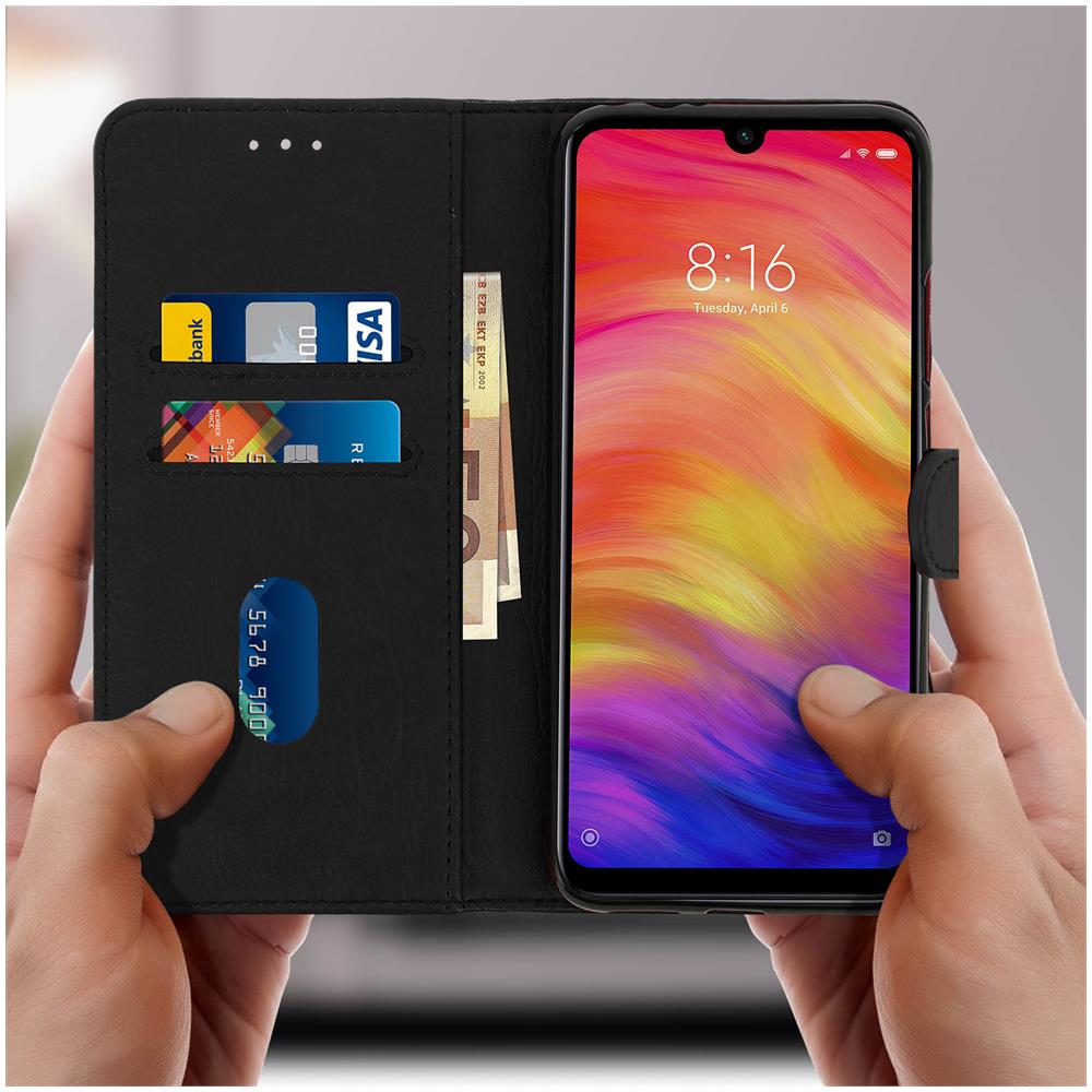 Custodia Redmi Note 7 Portacarte Funzione Supporto Cover Silicone - Nero - Foto 5