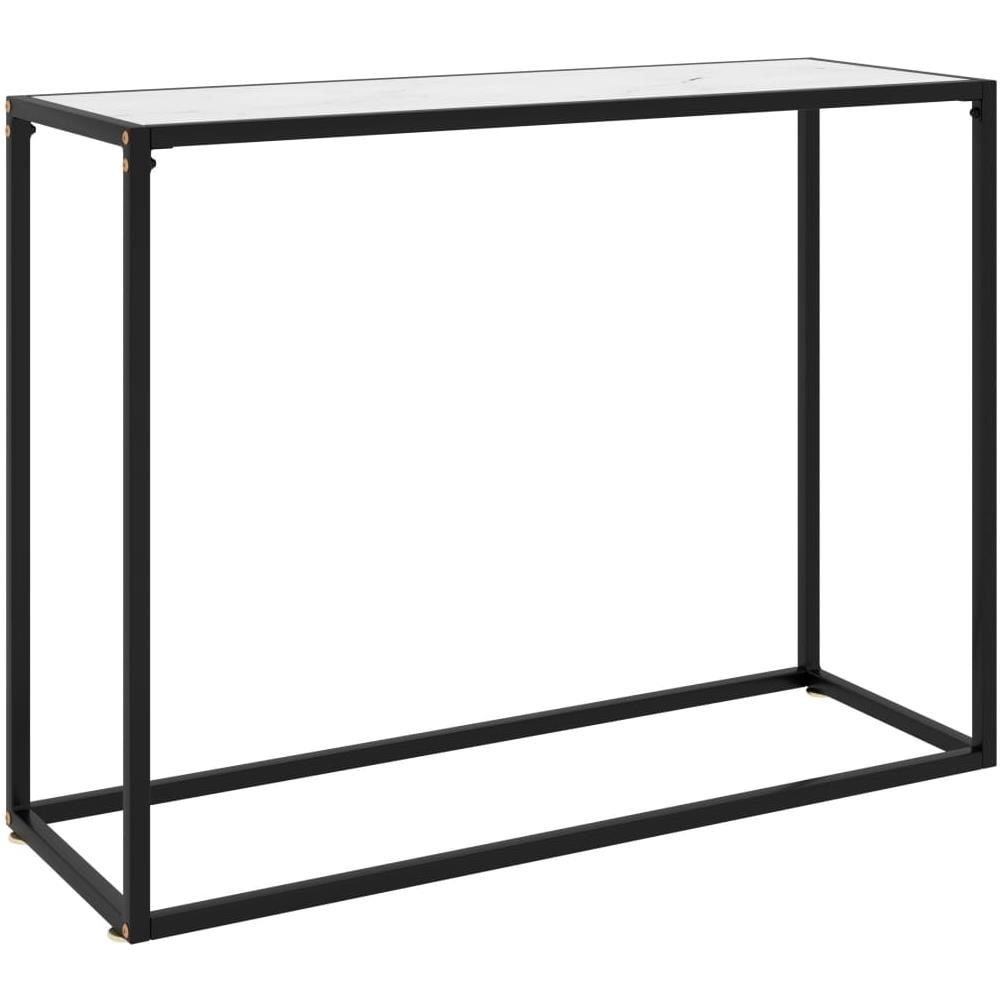 Tavolo Consolle Bianco 100x35x75 Cm In Vetro Temperato - Foto 1