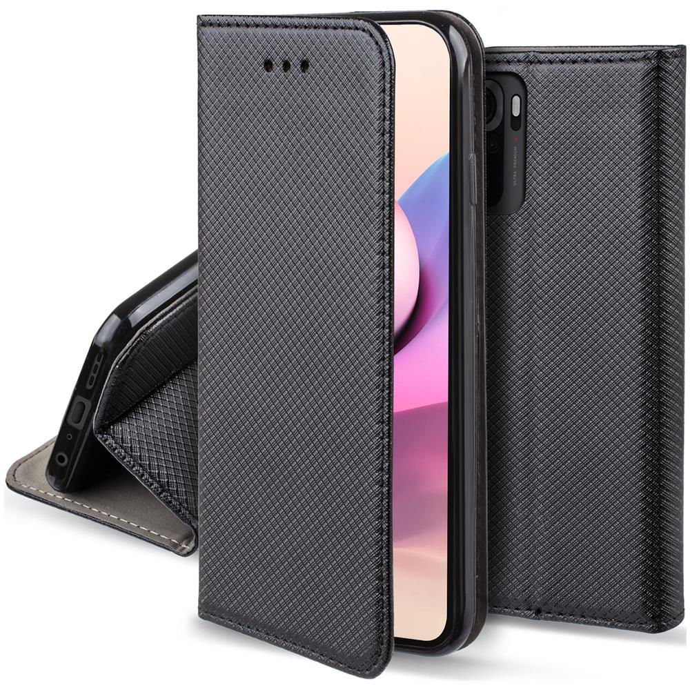 Cover Per Xiaomi Redmi Note 10 E Redmi Note 10s, Nero - Custodia A Libro Flip Smart Magnetica Con Appoggio E Porta Carte - Foto 1