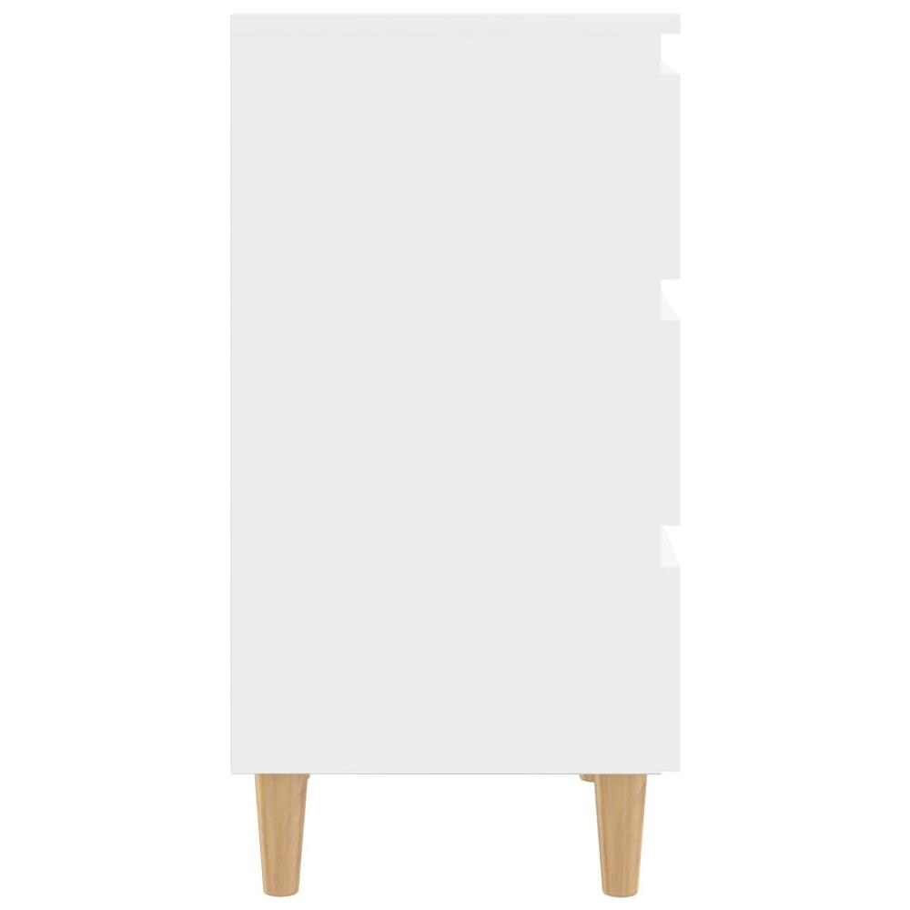 Comodino con Gambe in Legno Massello Bianco 40x35x69 cm - Foto 5