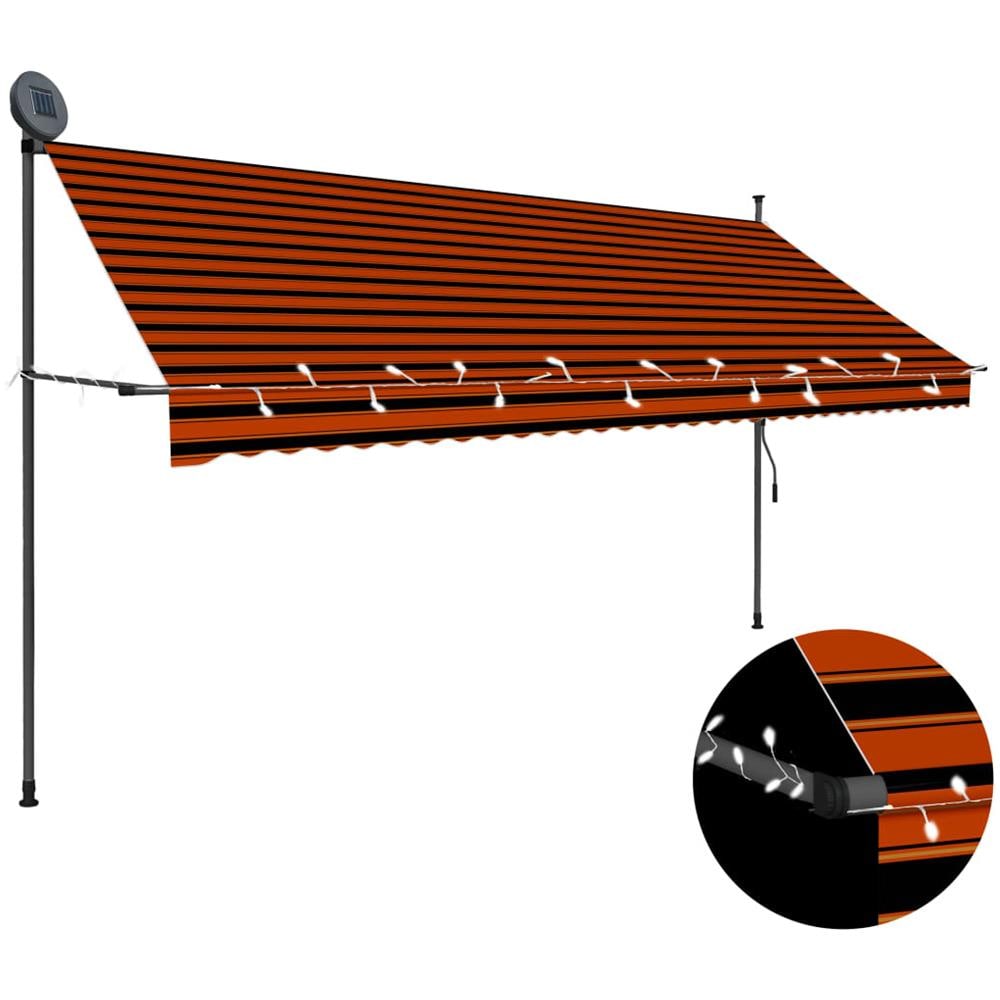 Tenda da Sole Retrattile Manuale LED 350 cm Arancione e Marrone - Foto 1