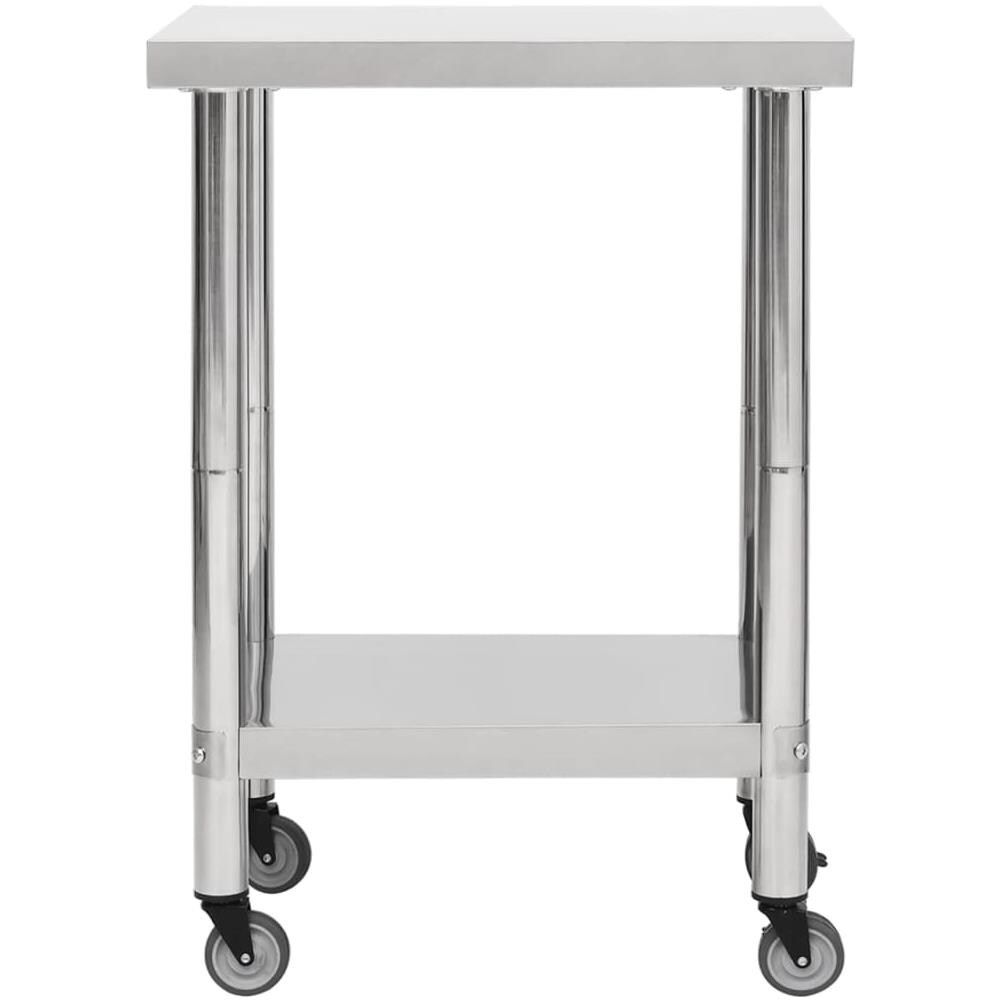 Tavolo Da Lavoro Cucina Con Ruote 60x30x85 Cm In Acciaio Inox - Foto 3
