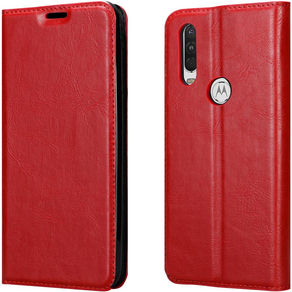 Custodia Compatibile Con Motorola One Action In Rosso Mela - Coperchio Protettiva Con Chiusura Magnetica, Funzione Stand E Tasca Per Le Carte - Foto 8