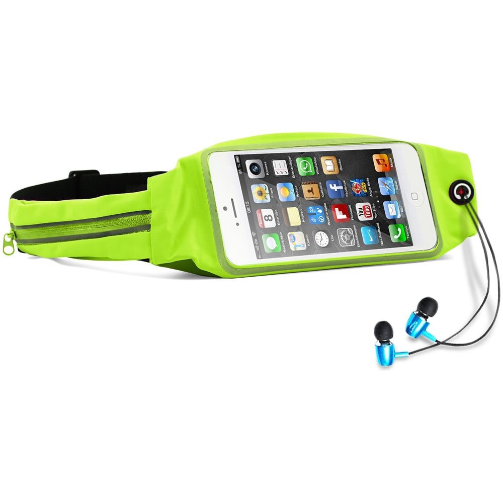 Marsupio Sportivo Con Tasca Per Bottiglia E Tasca Per Cellulare In Giallo Neon - Borsa A Marsupio Di Lunghezza Regolabile Tasca Per Cellulare Con Zip - Foto 1