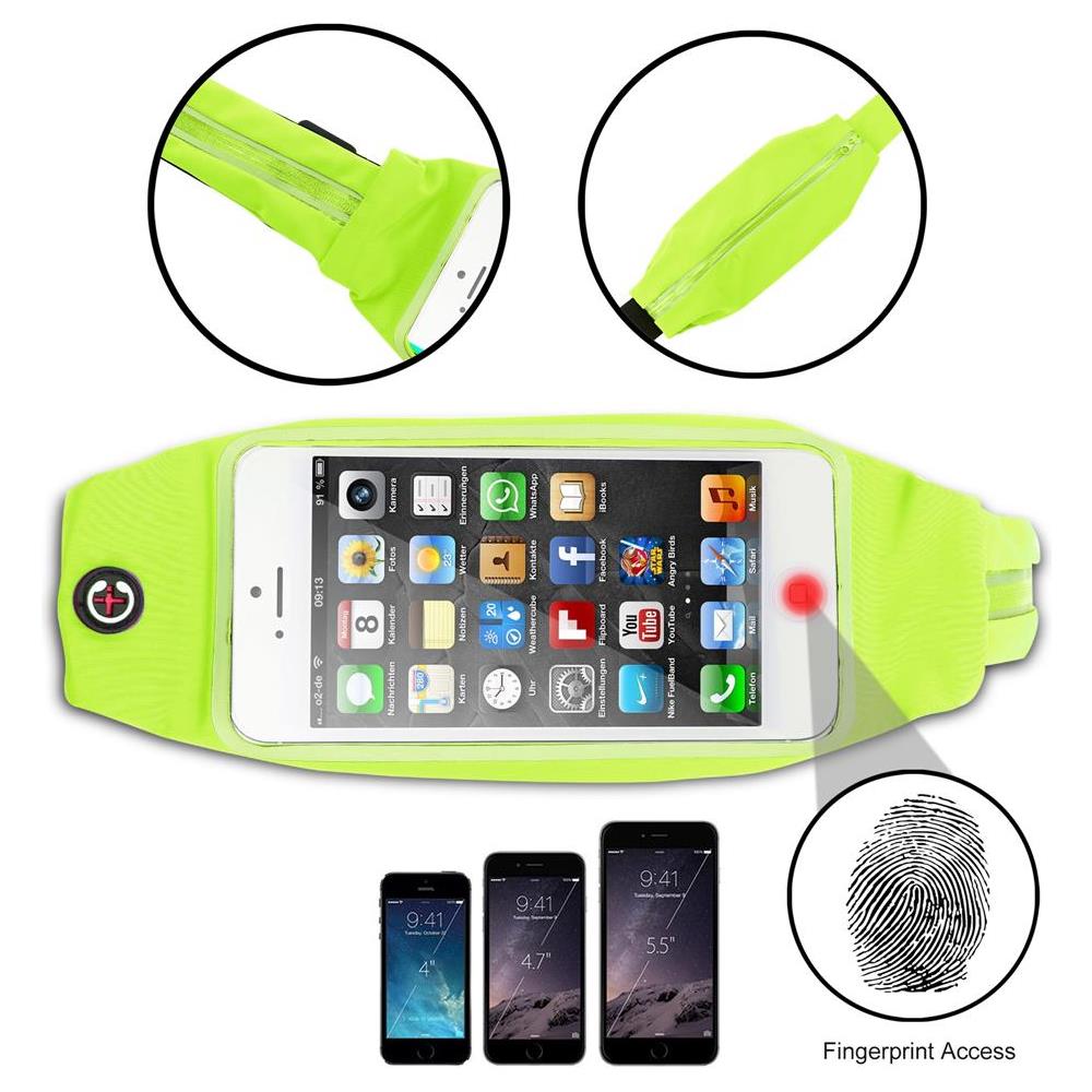 Marsupio Sportivo Con Tasca Per Bottiglia E Tasca Per Cellulare In Giallo Neon - Borsa A Marsupio Di Lunghezza Regolabile Tasca Per Cellulare Con Zip - Foto 2