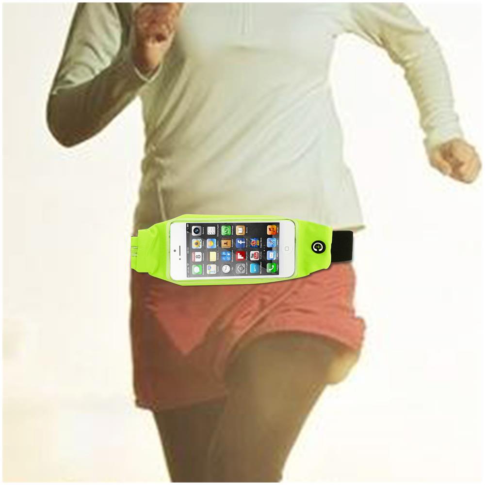 Marsupio Sportivo Con Tasca Per Bottiglia E Tasca Per Cellulare In Giallo Neon - Borsa A Marsupio Di Lunghezza Regolabile Tasca Per Cellulare Con Zip - Foto 5