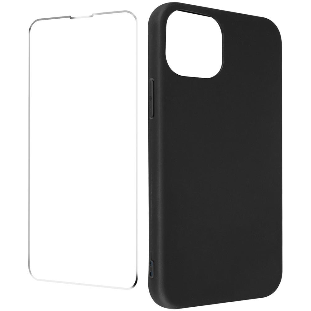 Cover Silicone Morbido Iphone 13 Pro Max Nera + Vetro Temperato 9h Trasparente - Foto 2