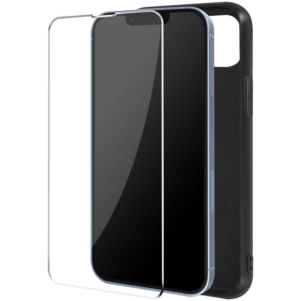 Cover Silicone Morbido Iphone 13 Pro Max Nera + Vetro Temperato 9h Trasparente - Foto 1