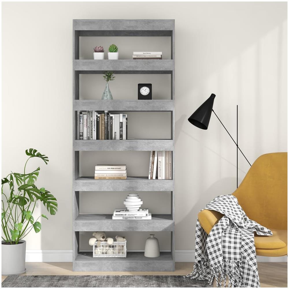 Libreria /Divisorio Grigio Cemento 80x30x198 cm in Truciolato - Foto 3