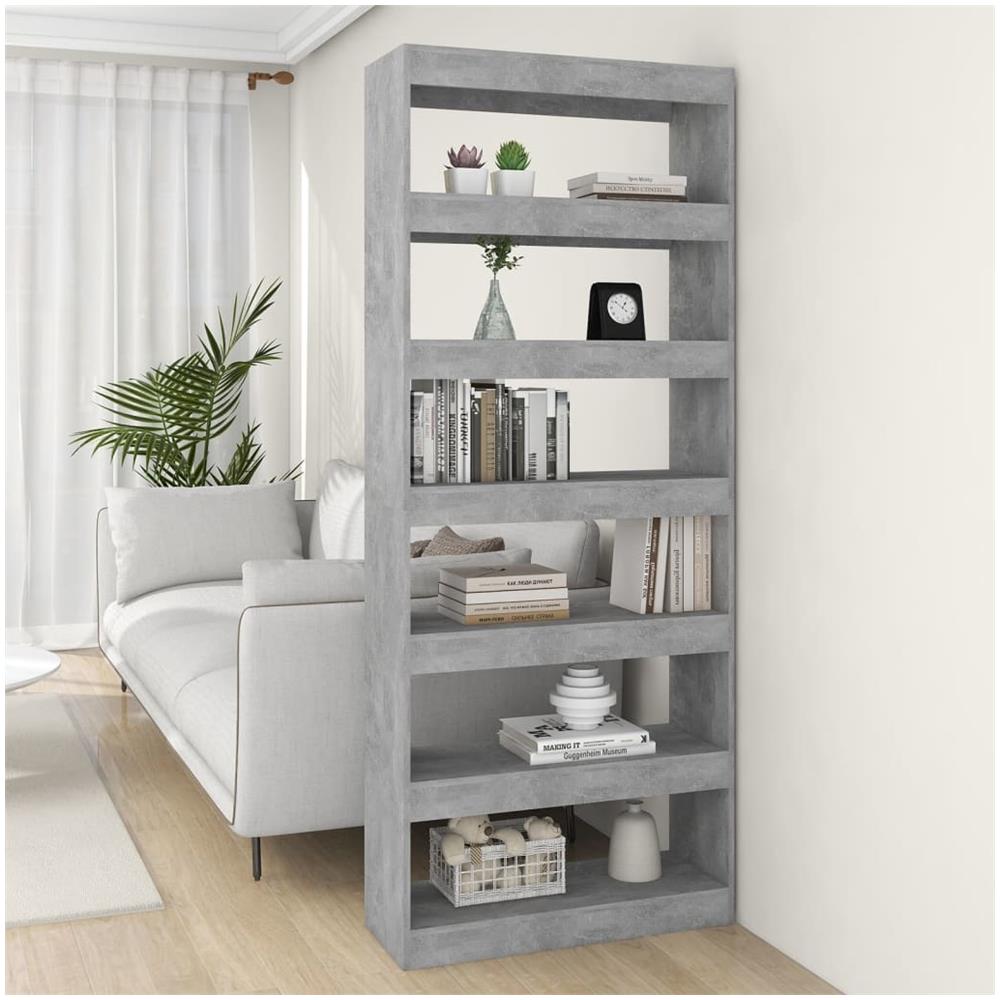 Libreria /Divisorio Grigio Cemento 80x30x198 cm in Truciolato - Foto 1
