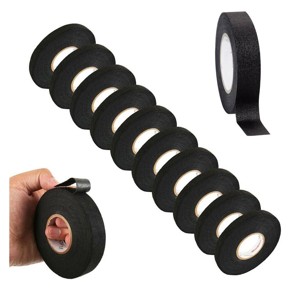 10 Rotoli Nastro Telato Isolante Per Cablaggio Cavi Elettrici Rotolo Nero - Foto 1