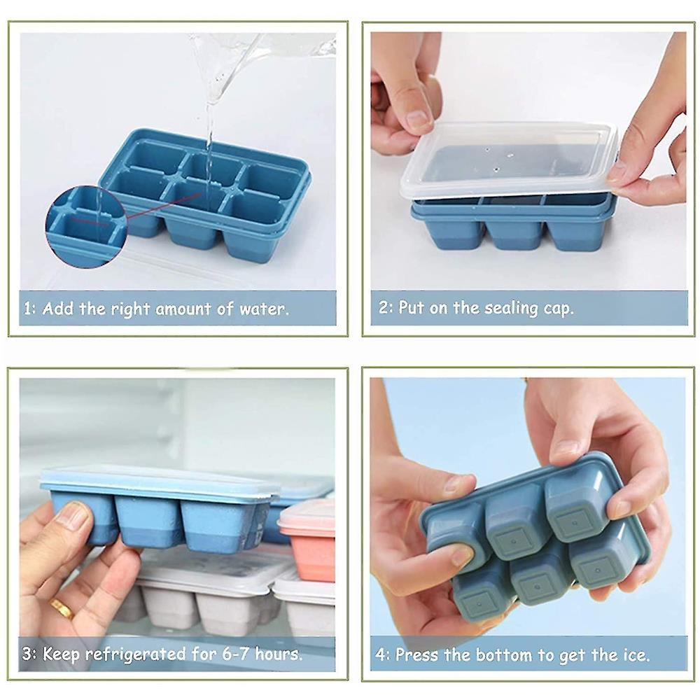 HTN 3 Pacchi Mini Ice Cube Stampo Con Coperchio 18 Scomparti Silicone Ice Cube Per Whisky Cocktail Bevande (rosso+grigio+blu) OY11121