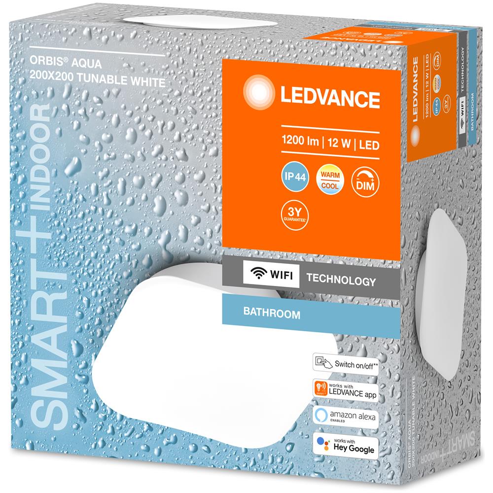 Ledvance Apparecchio Di Illuminazione: Per Soffitto, Bathroom Decorative Ceiling And Wall With Wifi Technology / 12 W, 220…240 V, Ampiezza Fascio Luminoso: 110, Tunable White, 3000…6500 K, Materiale Del Corpo: Steel, Ip44 - Foto 1
