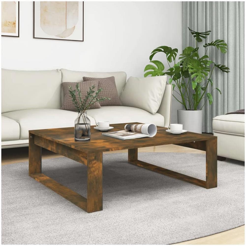 Tavolino Da Salotto Rovere Fumo 100x100x35 Cm Legno Multistrato - Foto 1