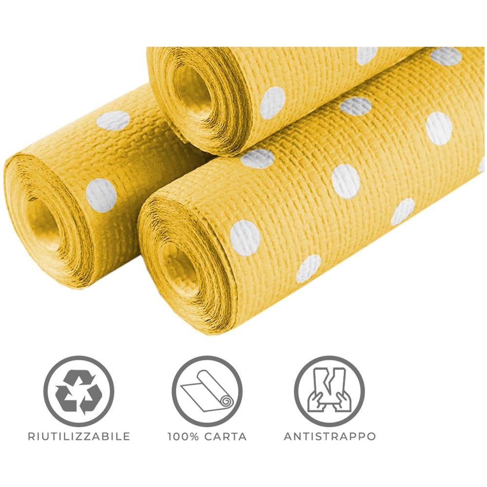 Rotolo Tovaglia A Pois Per Feste Antistrappo 100% Carta Made Italy 5mtx1,20mt 5 Metri Giallo - Foto 4