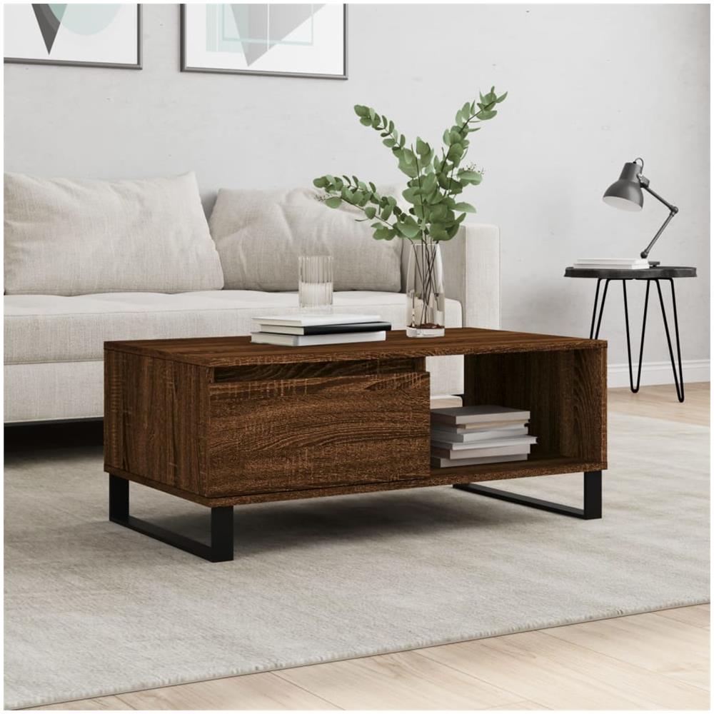 Tavolino Da Salotto Rovere Marrone 90x50x36,5 Cm In Multistrato - Foto 1