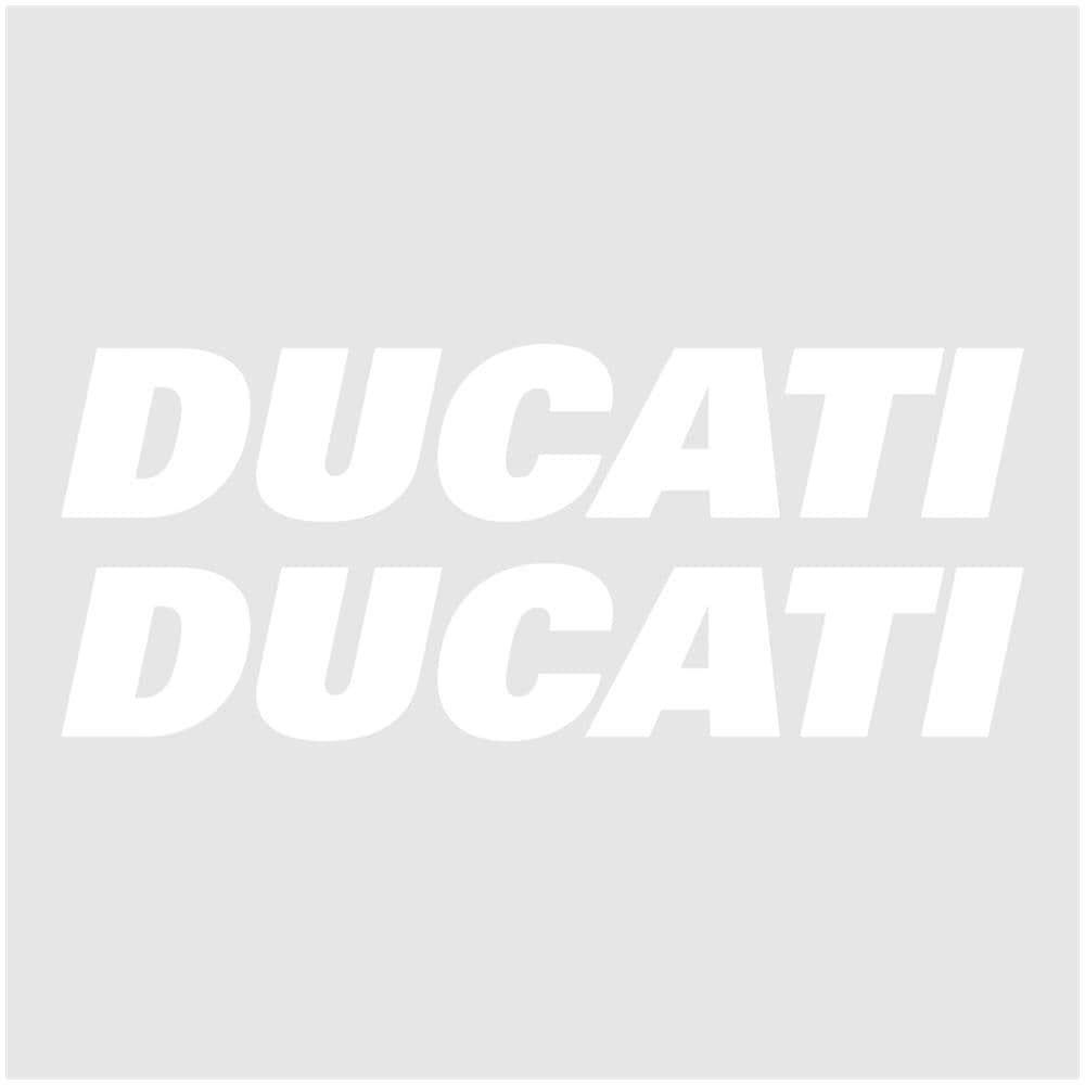 2 Adesivi Per Serbatoio Moto Scritta Ducati Adesivo Stickers Racing Bianco - Foto 1