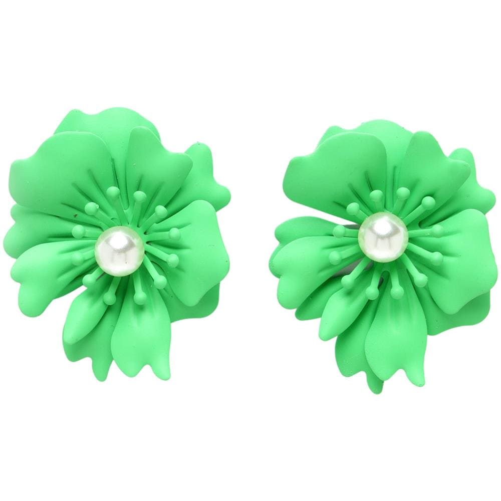 Orecchini a Bottone con Perle Floreali in Verde - Foto 1