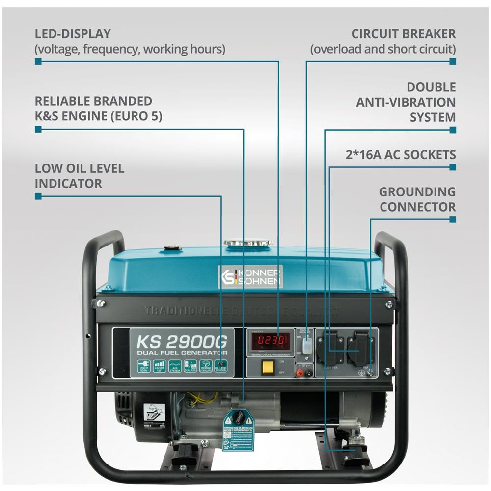 Generatore a GPL /Benzina KS 2900G Tensione, V 230 Potenza massima, kW 2.9 - Foto 1
