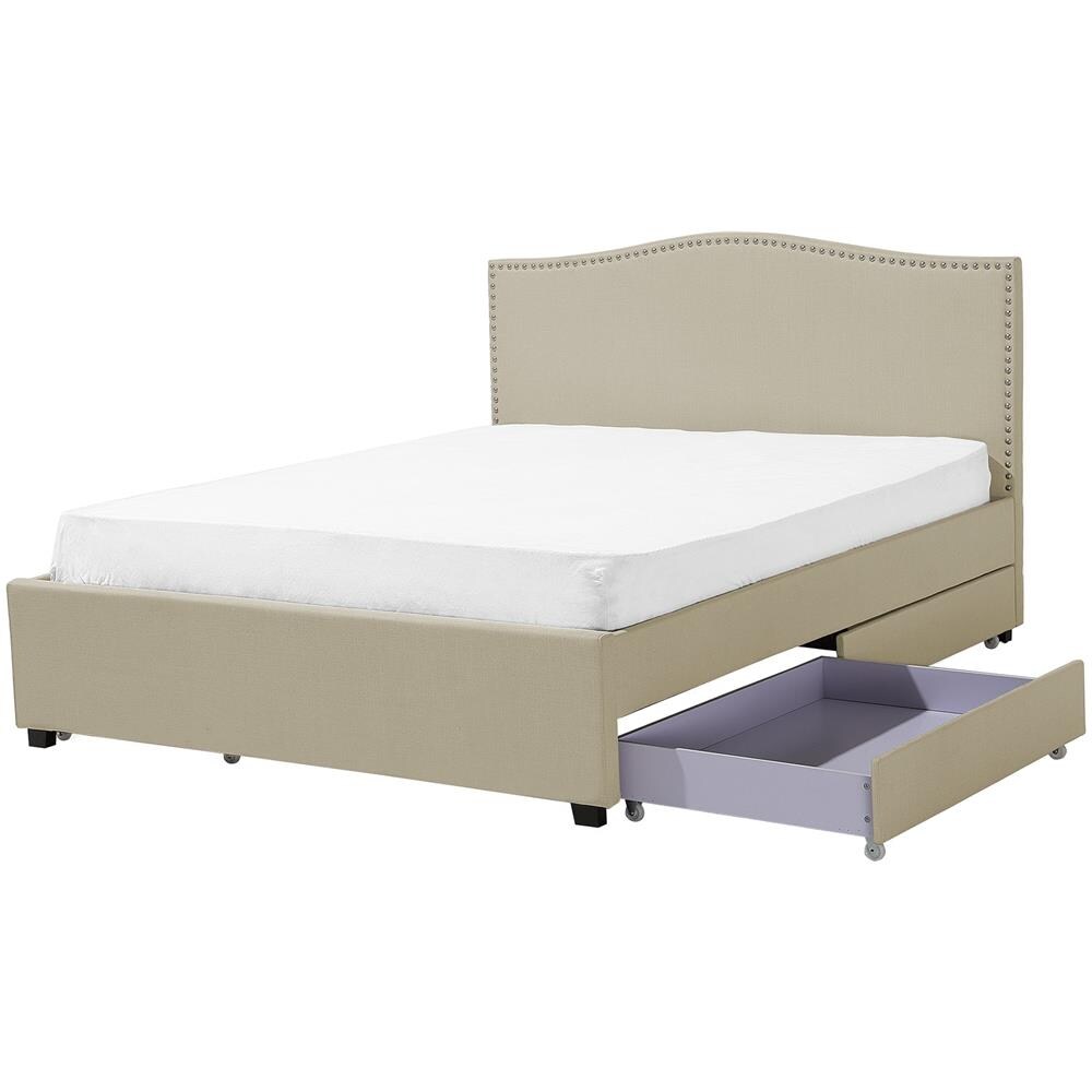 Letto Con Contenitore In Tessuto Beige 180x200cm Montpellier - Foto 1