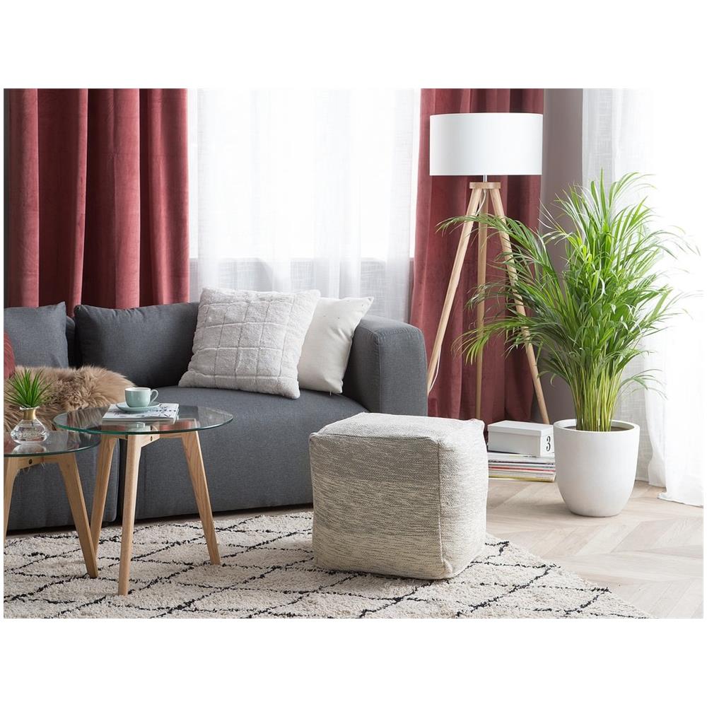 Pouf In Tessuto Grigio Chiaro 40 X 40 Cm Hirri - Foto 2