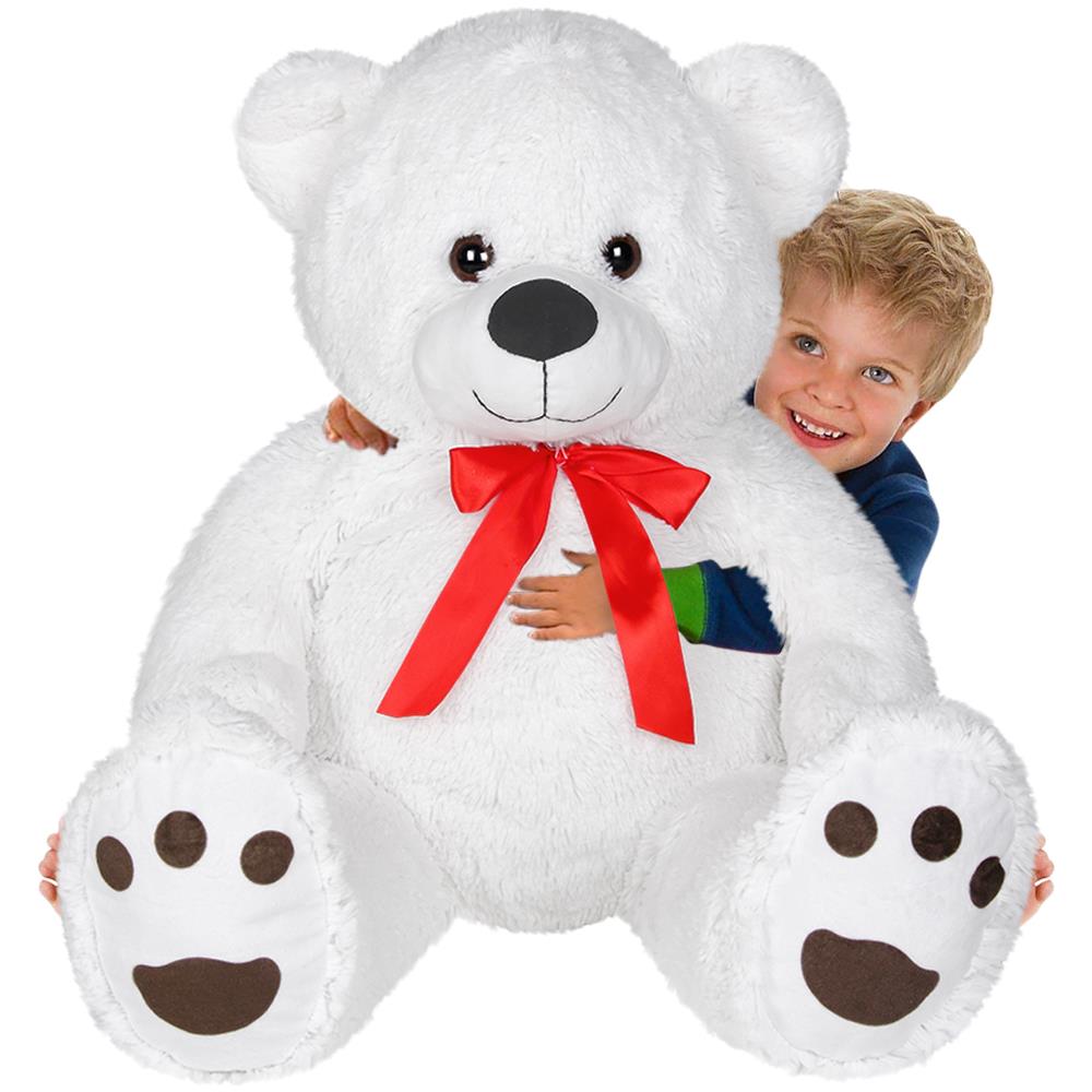 Peluche Orso Gigante Xxl Alto 150cm Pupazzo Bambini Orsacchiotto Morbido Bianco - Foto 3