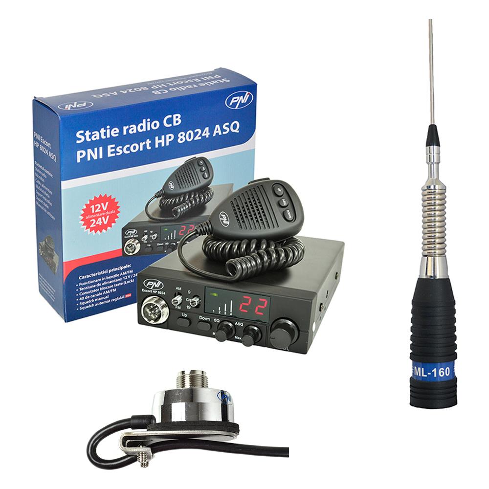 Cbr Cbi Station Cbi Escort Cb 8024 Asq + Cb Ml160 Antenna Con Supporto T941 - Foto 1
