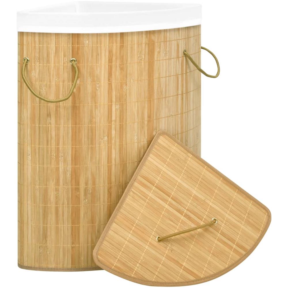 Cesto Portabiancheria Angolare in Bambù 60 L - Foto 2