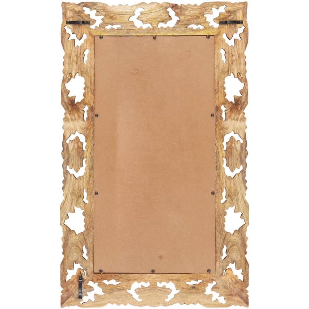 Specchio Intagliato A Mano 80x50 Cm In Legno Massello Di Mango - Foto 2