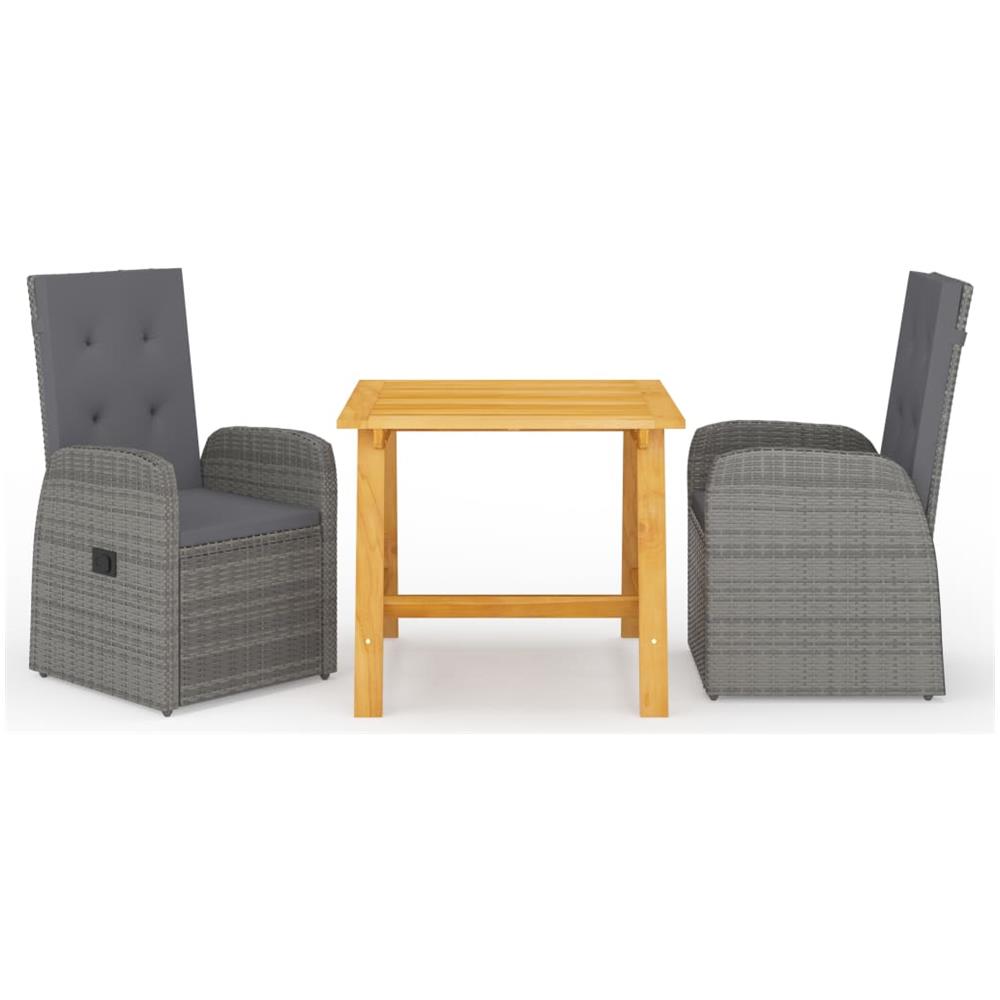 Set Mobili da Pranzo per Giardino 3 pz Grigio - Foto 1