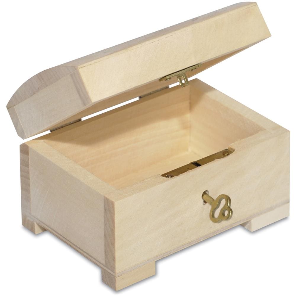 Piccola Scatola Legno Con Serratura | 10,6 X 7,5 X 7,5 Cm | Con Coperchio Arrotondato E Chiave | Scatole Cassetta Conteniore Portaoggetti Portagiochi Cofanetto | Perfetta Per Decoupage - Foto 1