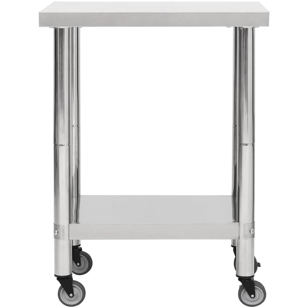Tavolo Da Lavoro Cucina Con Ruote 80x45x85 Cm In Acciaio Inox - Foto 3