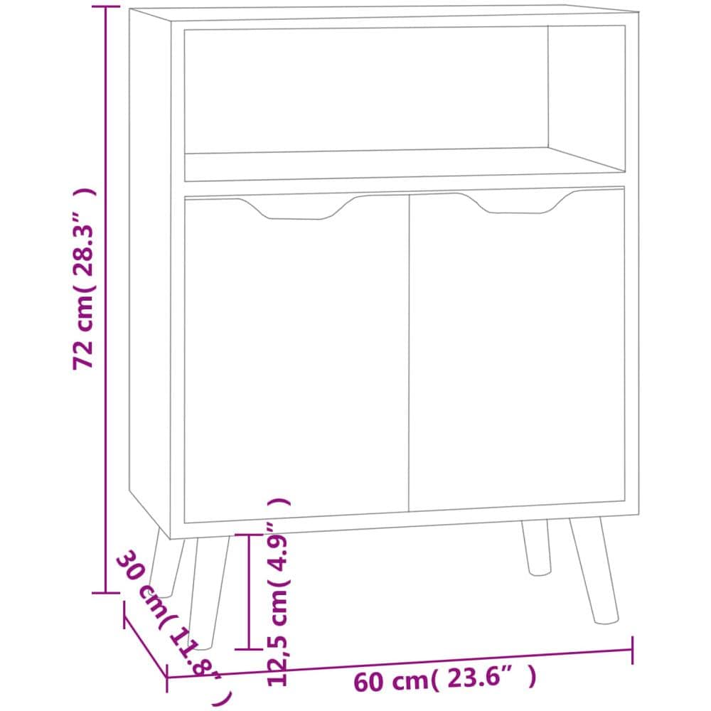 Credenza Bianco Lucido 60x30x72 cm in Legno Multistrato - Foto 2