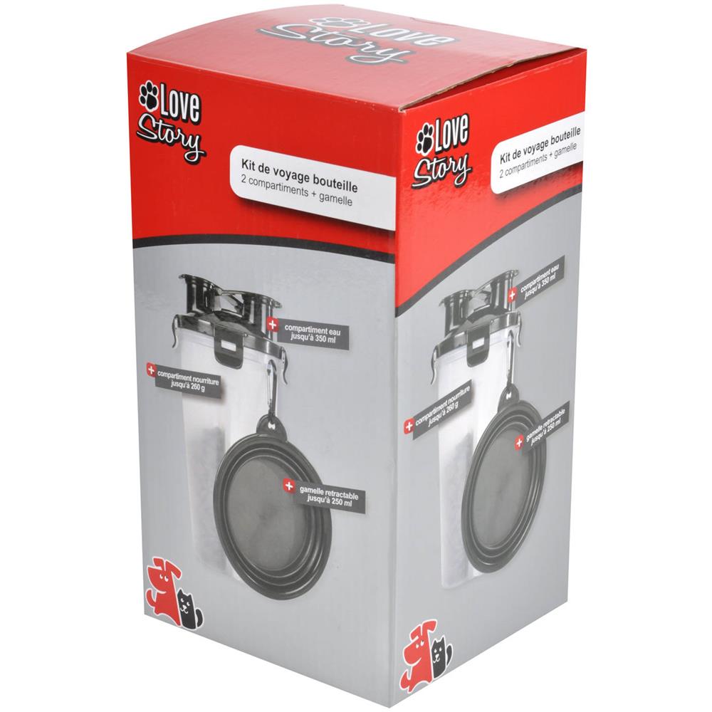 Kit Da Viaggio Per Cane E Gatto, Borraccia E Cibo+ciotola Pieghevole, 22,5 Cm - Foto 2