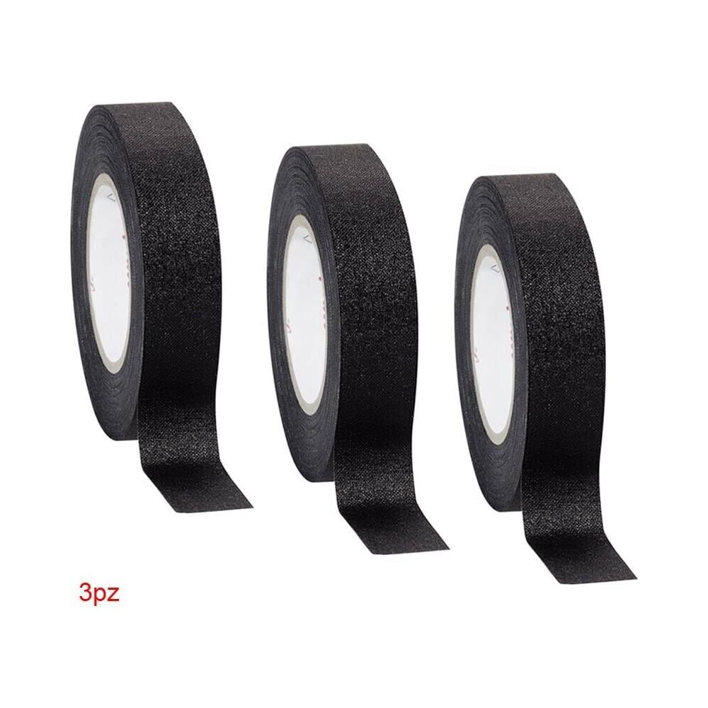 3 Rotoli Nastro Telato Isolante Per Cablaggio Cavi Elettrici Rotolo 18mm Nero - Foto 1