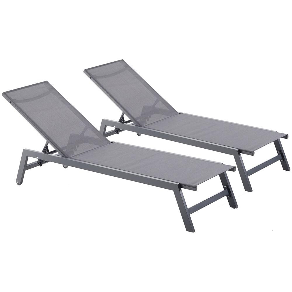 Set Di 2 Sdraio Grigio Scuro Prato - Foto 1