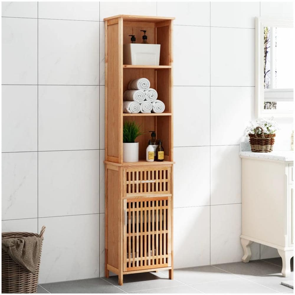 Armadietto da Bagno 42x29x182 cm in Legno Massello di Noce - Foto 1