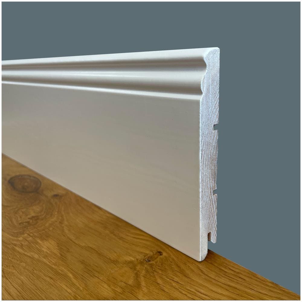 100ml Di Battiscopa Premium In Legno Massello Mod.ducale 120x15 Laccato Bianco - Foto 1