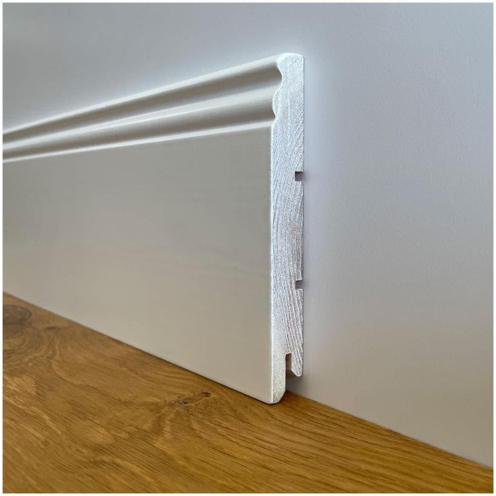 100ml Di Battiscopa Premium In Legno Massello Mod.ducale 120x15 Laccato Bianco - Foto 2