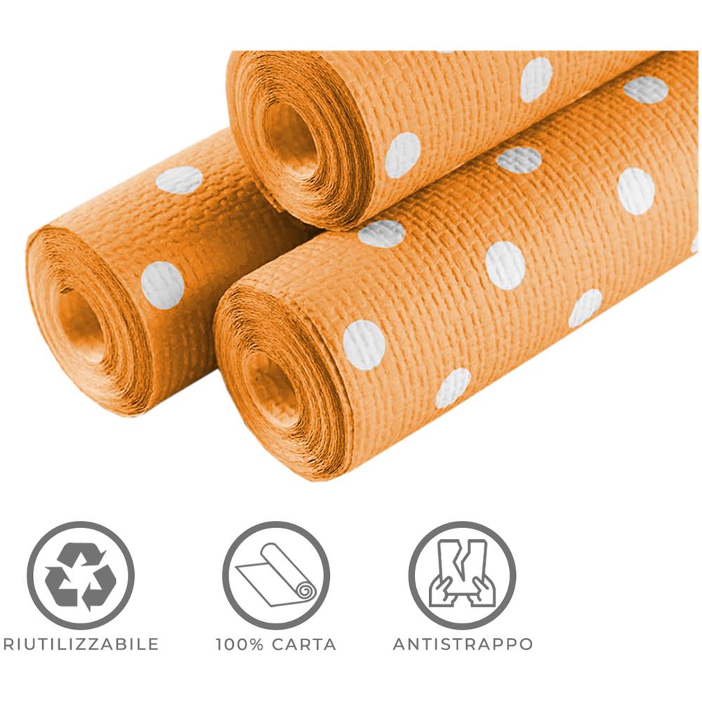 Rotolo Tovaglia A Pois Per Feste Antistrappo 100% Carta Made Italy 5mtx1,20mt 5 Metri Arancio - Foto 4
