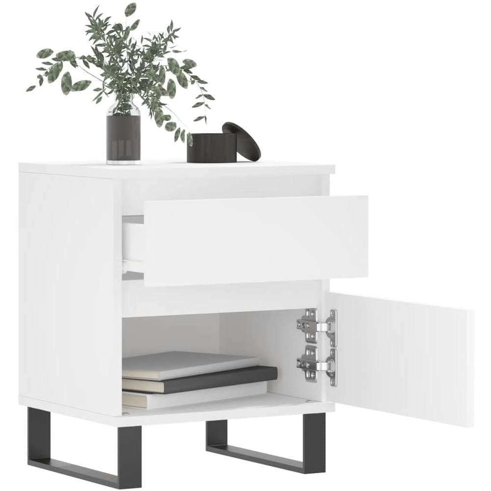 Comodino Bianco 40x35x50 Cm In Legno Multistrato - Foto 3