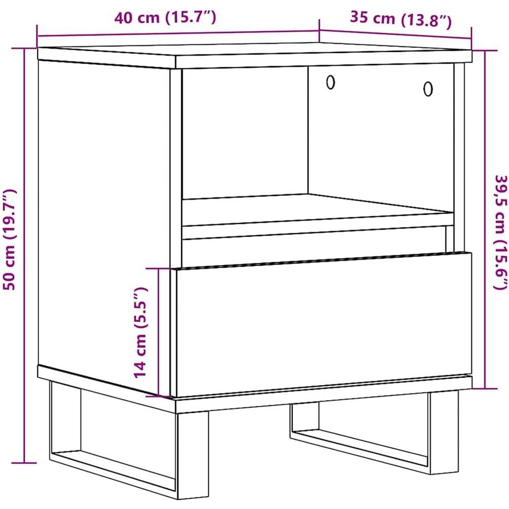 Comodini 2pz Rovere Artigianale 40x35x50 cm Legno Multistrato - Foto 10