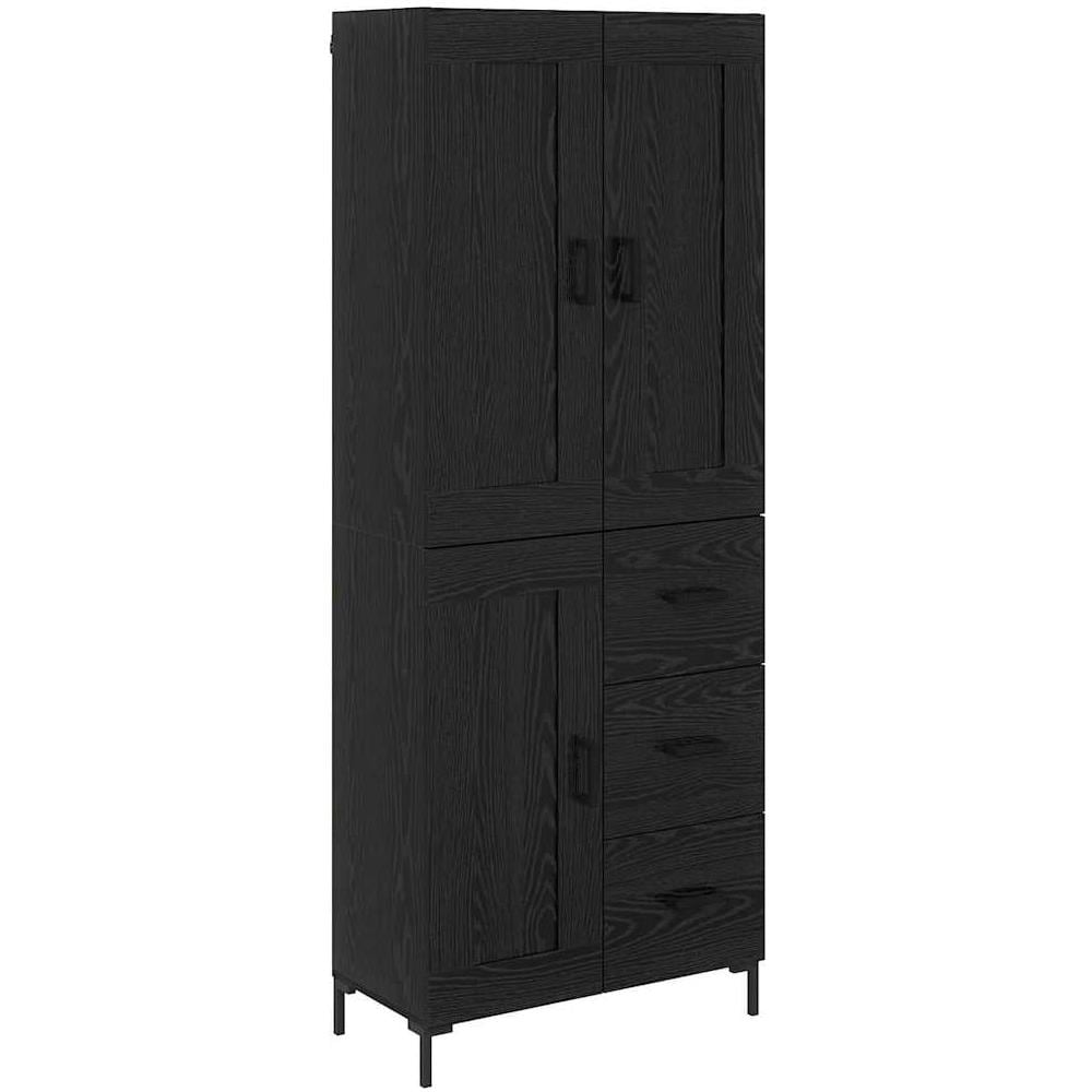 Credenza con cassetto 2 pcs Rovere Nero Legno multistrato - Foto 1